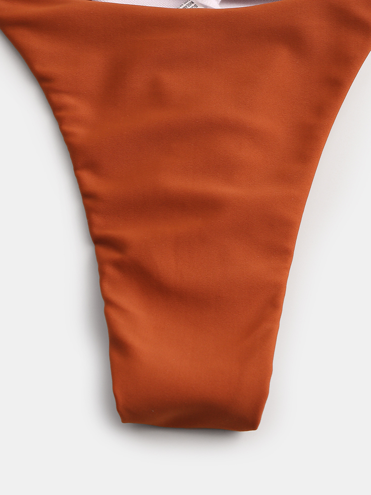 Women Solid Color Low Waist Bikini Thong