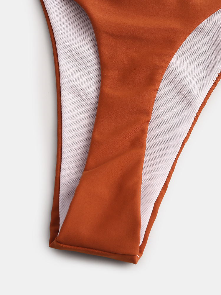 Women Solid Color Low Waist Bikini Thong