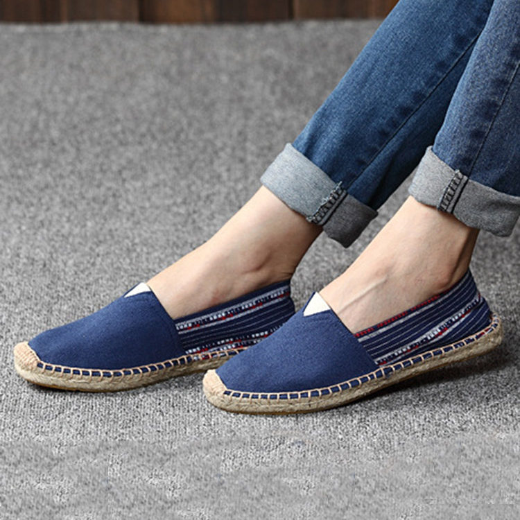Women Large Size Ethnic Style Linen Slip  on Espadrille Fisherman’s Shoes